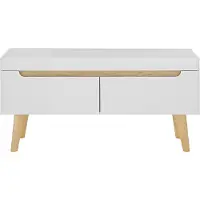 Lomadox Wohnzimmer TV-Lowboard, 107cm, in Weiß Matt mit Eiche STOCKTON-61