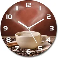 Tulup Wanduhr aus Glas 30fi Glasbild Glasuhr Gehärtetes Glas - weisse-zeiger - Aromatic coffee