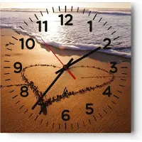 ARTTOR Wanduhr - Quadrat - Glasuhr - Sommer Meer Sand Strand - 30x30cm - Schleichendes Uhrwerk - Lautlos - zum Aufhängen bereit - Dekoration Modern - Wanddekoration aus Glas - C4AC30x30-3163