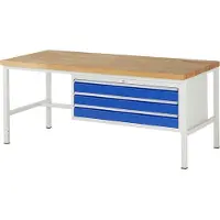RAU Werkbank mit 3 XXL Schubladen - Teilauszug - 120:3 - 840 x 2.000 x 900 mm (HxBxT) - Traglast 1.250 kg - Buche