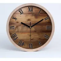 Tulup Holzuhr 20fi cm wanduhr - schwarze Spitzen - Holzuntergrund