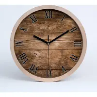 Tulup Holzuhr 25fi cm wanduhr - schwarze Spitzen - Holzuntergrund