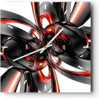 ARTTOR Wanduhr - Quadrat - Glasuhr - Abstrakt Ring Glas Komposition - 30x30cm - Schleichendes Uhrwerk - Lautlos - zum Aufhängen bereit - Dekoration Modern - Wanddekoration aus Glas - C3AC30x30-1342