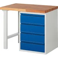 RAU Werkbank mit 4 Schubladen - Teilauszug - 180:4 - 890 x 1.000 x 700 mm (HxBxT) - Traglast 1.000 kg - Buche