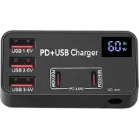 Lixada PD USB Typ C Tragbares Ladegeraet PD+QC Multifunktionsdisplay Smart-Ladegeraet USB-C PD-Ladegeraet Schnellladung 65 W fuer Laptop Tablet Telefon
