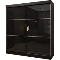 Masseno Schiebetürenschrank VITALE 200 cm Kleiderschrank Schlafzimmer Schrank 2-türig Schwarz