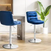 CLP Barhocker Damar Samt chrom blau