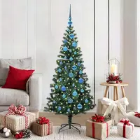 vidaXL "Schlussverkauf" Künstlicher vorbeleuchteter Weihnachtsbaum(1 pc) - Kunstbaum/Tannenbaum - Grün 150 cm C7735