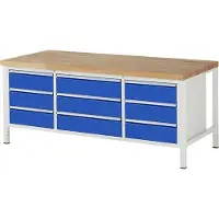 RAU Werkbank mit 6 L, 3 XL Schubladen - Vollauszug - 180:9 - 840 x 2.000 x 900 mm (HxBxT) - Traglast 1.250 kg - Buche