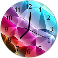 Tulup Glasuhr Wanduhr Küchenuhr Echt-Glas 30fi cm 3D-Muster rot blau