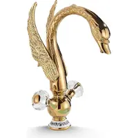 ARI Waschbeck armatur, Wasserhahn Bad Swan, Golden, Hochdruck, mit Regulierung von Wasserfluss und Wassertemperatur