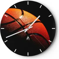ARTTOR Wanduhr - Rund - Glasuhr - Basketball Spiel Sport - 30x30cm - Schleichendes Uhrwerk - Lautlos - zum Aufhängen bereit - Dekoration Modern - Wanddekoration aus Glas - C3AR30x30-2225