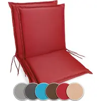 Sunnypillow 2er Set Gartenstuhlauflagen 100 x 50 extra dick 9cm Niedriglehner Auflagen waschbar wasserdicht Polsterauflagen Outdoor Stuhlauflagen Polster Sitzkissen Gartenstuhl Rot