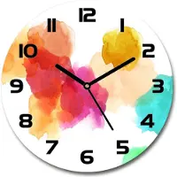 Tulup Wanduhr aus Glas 30fi Glasbild Glasuhr Gehärtetes Glas - schwarze-zeiger - Colorful spots