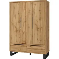 Masseno Drehtürenschrank HALLETTA 145 cm Kleiderschrank Schlafzimmer Schrank 3-türig Eiche Wotan