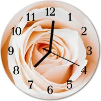 Tulup Glasuhr Wanduhr Küchenuhr Echt-Glas 30fi cm Rose rosa