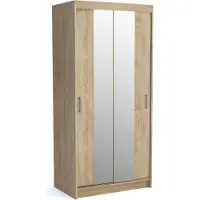 Masseno Schiebetürenschrank NICOLA 100/215/60 cm 2-türig Schlafzimmer Schrank Kleiderschrank Sonoma Eiche