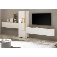 Furn.Design Wohnwand "Center" in weiß und Wotan Eiche, TV Schrank 3-teilig 350 x 155 cm