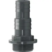 Haf 1x PVC Druckschlauchtülle mit 32mm 38mm x 1 1/2" | Schlauchtülle x Außengewinde | Schlauchverbinder aus grauem PVC-U | PN16 für Pool und Teich