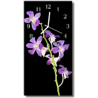 Tulup Glasuhr Wanduhr Küchenuhr Echt-Glas 30x60 Blumen Mehrfarbig