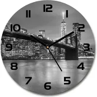 Tulup Wanduhr aus Glas 30fi Glasbild Glasuhr Gehärtetes Glas - schwarze-zeiger - New York by night