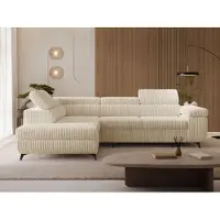 GRAINGOLD Ecksofa L-Form Links Argon - Ecksofa mit Schlaffunktion und Bettkasten - Moderne Ecksofa, Wohnzimmer Ecksofa - Eckcouch Beige (Tilia 3)