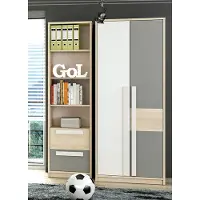Lomadox Jugendzimmer Schrank / Regal Set, 2-teilig DARDA-131 in Fjord Buche Nb. mit weiß und platingrau