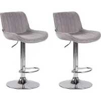 CLP 2er Set Barhocker Lentini Samt chrom grau
