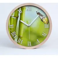 Tulup Holzuhr 25fi cm wanduhr - weiße Spitzen - Bambus und Schmetterling