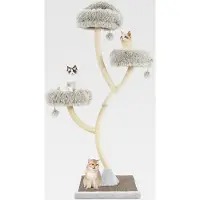 Markenlos 178 cm Kratzbaum groß, Katzenbaum mit 3 warmen Liegeflächen, 3 klingelnden Bällen, Sisal-Kratzpfosten und -Brett, Katzenkratzbaum mit gebogenem Metallrahmen für Hauskatzen und Kätzchen (Grau)