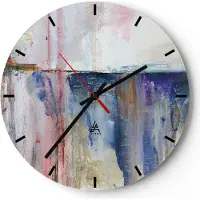 ARTTOR Wanduhr - Rund - Glasuhr - Abstraktion Farben Öl - 30x30cm - Schleichendes Uhrwerk - Lautlos - zum Aufhängen bereit - Dekoration Modern - Wanddekoration aus Glas - C3AR30x30-4751