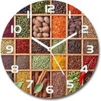 Tulup Wanduhr aus Glas 30fi Glasbild Glasuhr Gehärtetes Glas - weisse-zeiger - Spices and herbs