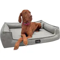Tierlando Orthopädisches Hundebett GUSTAV SCANDI CHIC Große Hunde XL Hundesofa - Größe: 110x90cm | Farbe: 43 Hellgrau