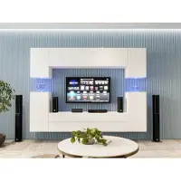 Fun-Möbel Mediawand Wohnwand 8 tlg - NEXI XL 30 - Weiss Hochglanz inkl. LED