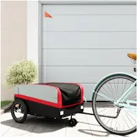 Markenlos Fahrradanhänger in Schwarz und Rot, 45 kg, Eisen, Sportartikel, Outdoor-Aktivitäten, Radsport, Fahrradzubehör, 9,7 kg
