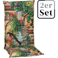 Green Spirit 2er Set Hochlehner Auflage Texas, Motiv - Dschungel, bunt, 118x46x8cm