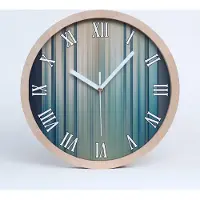 Tulup Holzuhr 30fi cm wanduhr - weiße Spitzen - Blaue Streifen