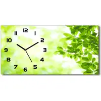 Tulup Wanduhr aus Glas – 60x30 cm - Glasbild - Glasuhr - Gehärtetes Glas - schwarze-zeiger - Blätter