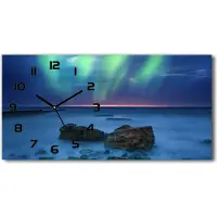 Tulup Wanduhr aus Glas – 60x30 cm - Glasbild - Glasuhr - Gehärtetes Glas - schwarze-zeiger - Nordlicht