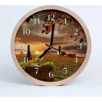 Tulup Holzuhr 30fi cm wanduhr - Wein Natur Natur