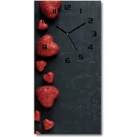 Tulup Wanduhr aus Glas – 30x60 cm - Glasbild - Glasuhr - Gehärtetes Glas -Herzen an der Tafel