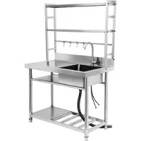 Easybuy Gewerbliches Edelstahl Spülbecken-Set mit Plattform Rechte Spüle Design Freistehend