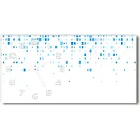 Tulup Wanduhr aus Glas – 60x30 cm - Glasbild - Glasuhr - Gehärtetes Glas - weisse-zeiger - blaue Quadrate
