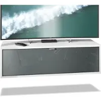 Vladon TV Board Lana 100 Hängeschrank Lowboard 100 x 29 x 37 cm, Germany, Korpus in Weiß matt, Fronten in Grau Hochglanz | Große Farbauswahl