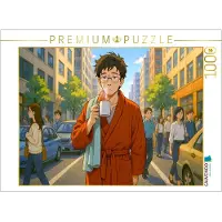 CALVENDO Puzzle Handtuch Tag - Mann mit Handtuch und Bademantel | 1000 Teile Lege-Größe 64x48cm Foto-Puzzle für glückliche Stunden