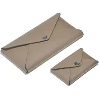 Eglooh Set Visitenkarten Etui + Federmäppchen aus Leder Taubengrau - Kreditkarten-Etuis - Hergestellt in Italien