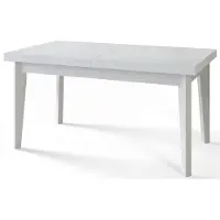 Alpi Möbel Alpi Moebel, Rechteckiger Esstisch Skandi, Wohnzimmertisch Ausziehbar 160-210x90x78 cm, Weiß mit Holzbeinen in Weiß