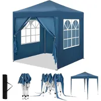 Woltu Pavillon 2x2 m, mit 4 Seitenwänden, Partyzelt wasserabweisend UV-Schutz 50+, Blau