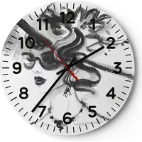 ARTTOR Wanduhr - Rund - Glasuhr - Frau Modell - 40x40cm - Schleichendes Uhrwerk - Lautlos - zum Aufhängen bereit - Dekoration Modern - Wanddekoration aus Glas - C4AR40x40-4066