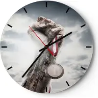 ARTTOR Wanduhr - Rund - Glasuhr - Sport Medaille Sieg Trophäe - 30x30cm - Schleichendes Uhrwerk - Lautlos - zum Aufhängen bereit - Dekoration Modern - Wanddekoration aus Glas - C3AR30x30-2782